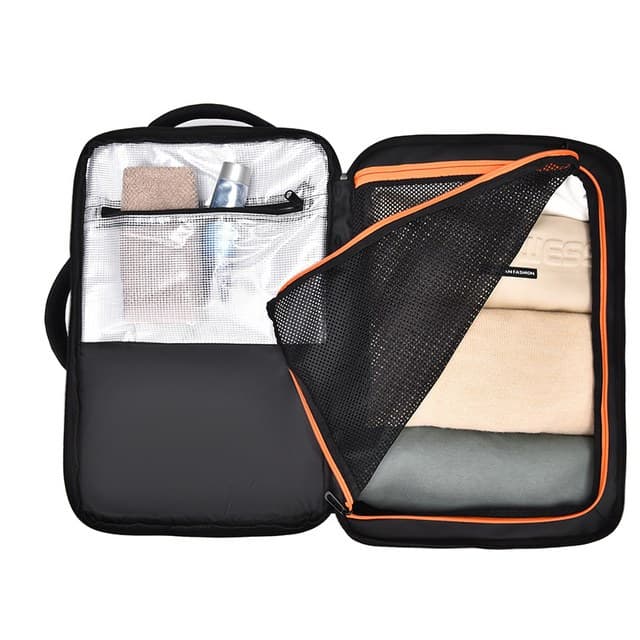 Interior del morral Altamar abierto como una maleta